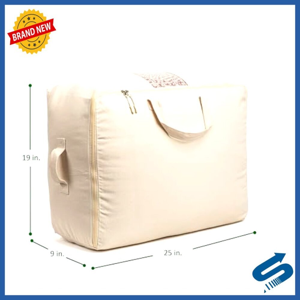 Large Canvas Storage Bags with Zipper, 2-Pack King Queen Comforter Organizer - Picture 3 of 7